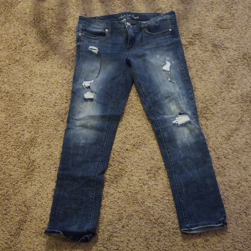 Ae skinny dark jeans size 14